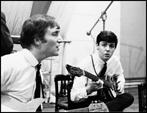John Lennon and Paul Mccartney at EMI Studios, 1962