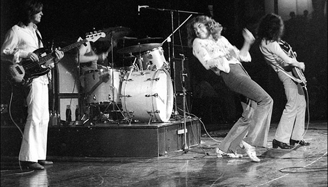 Led Zeppelin on stage in 1969